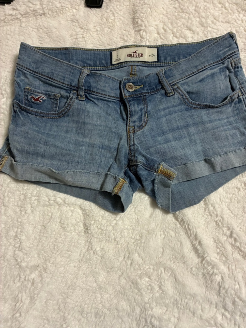 Hollister Light Wash Rolled Hem Denim Shorts